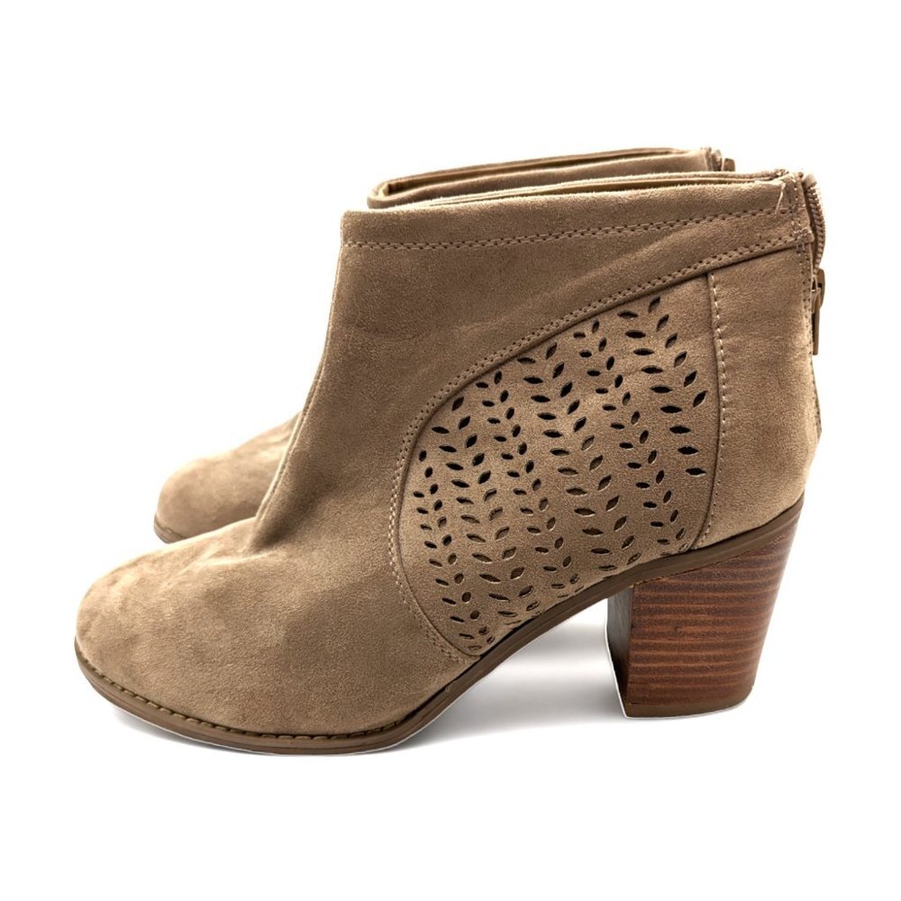 Torrid Ankle Boots Women's 10W Wide Tan Beige 10555579 Chunky Block Heel Booties - Picture 3 of 11